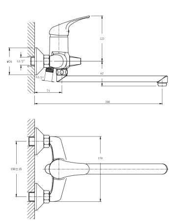 Cмеситель для ванны RUSH Corsica CO4240-51 хром
