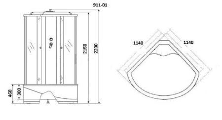 Душевая кабина Niagara Ultra NG-911-01 (1150х1150х2200) высокий поддон стекло ТОНИРОВАННОЕ