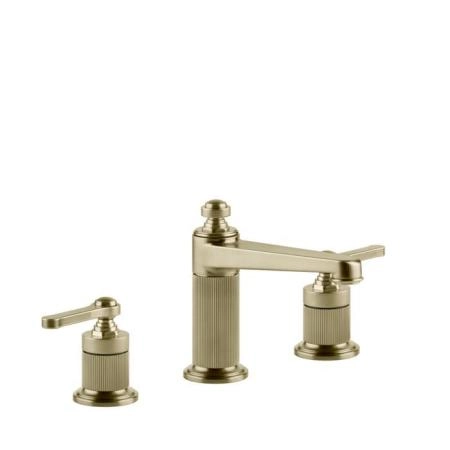 Gessi Venti20 Смеситель для раковины, на 3 отв., высота излива 98 мм., с донным клапаном, цвет: Brushed Brass PVD