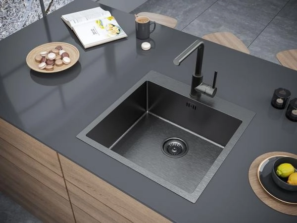 Кухонная мойка Paulmark KRONER PM215151-GM вороненая сталь 510х510мм нерж. Сталь