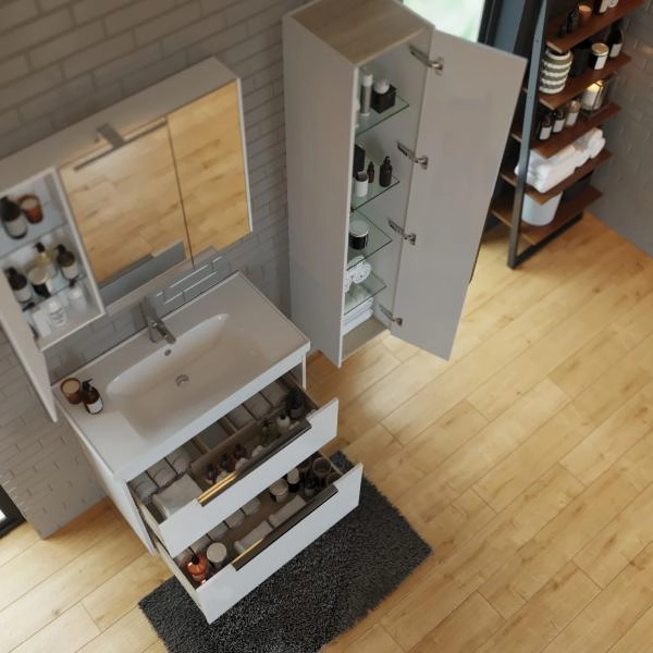 Пенал Dreja PRIME, 35 см, подвесной/напольный, универсальный, белый глянец 99.9303