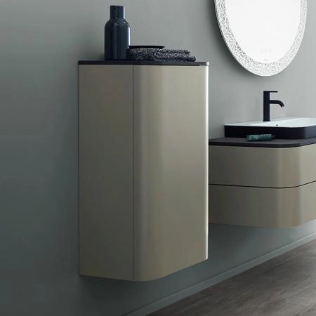 Duravit Happy D.2 Plus Шкаф подвесной 88x40x36см., с 2 стеклянными полками, 1 дверь, петли слева, цвет: stone grey satin matt/brushed walnut