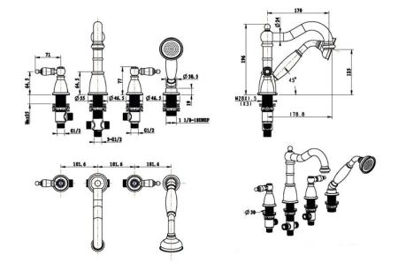 СМЕСИТЕЛЬ ВРЕЗНОЙ Boheme TRADIZIONALE CHROMO 396