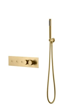 Смеситель FUSION Boheme TERMO с ручным душем MATT GOLD 131-SYS-MG
