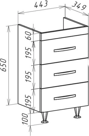 Тумба под раковину Bellezza Рокко 50 напольная с 3 ящ. (Мини) бежевая