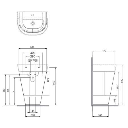 Azzurra Forma Тумба напольная 60х47х84см, с 2 дверцами, с раковиной, цвет: Cement