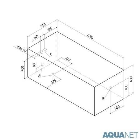 Ванна Aquanet Cariba 170x75 без гидромассажа