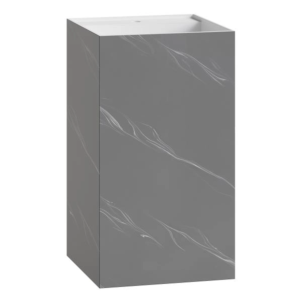 Раковина напольная Boheme Cube Corian 480*480*850 Grey base+white veins 802-GR