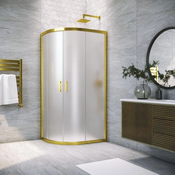 Душевой уголок Vegas-glass ZS-F TUR NOVO 110*100 09 10, профиль золото глянцевое, стекло сатин