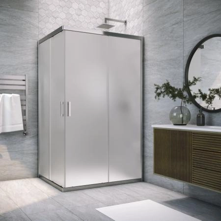 Душевой уголок Vegas-glass ZA-F TUR NOVO 120*110 08 10, профиль глянцевый хром, стекло сатин