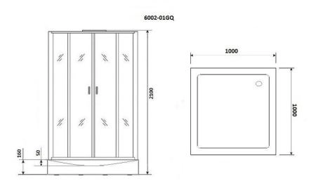 Душевая кабина Niagara Premium NG-6002-01GQ (1000х1000х2100) низкий поддон(16 см) стекло ПРОЗРАЧНОЕ