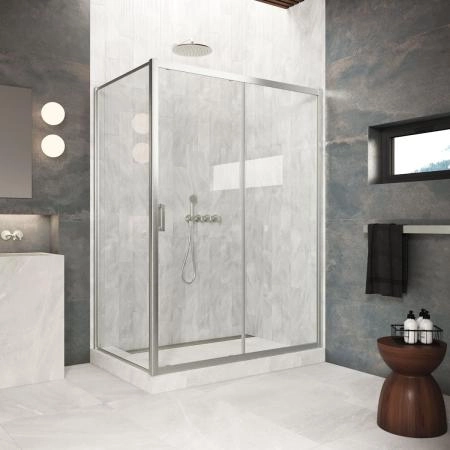 Душевой уголок Vegas-glass ZP+ZPV Protec 110*100 04 01  профиль никель  стекло прозрачное