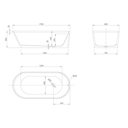 KNIEF Pearl Ванна отдельностоящая овальная 172x81x50см со сливом, цвет белый матовый (СПЕЦцена со склада!)
