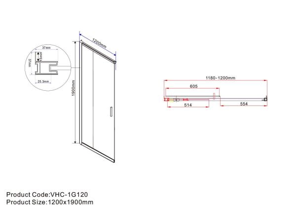 Душевой уголок Vincea Garda VSS-1G1012CGB, 1200*1000, черный, стекло тонинрованное