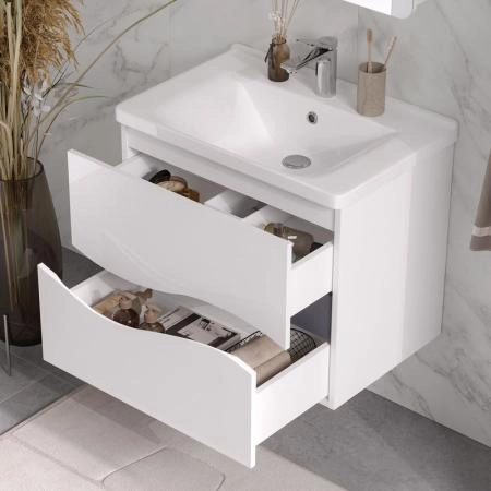 Тумба для ванной Volna Grey 60.2Y Белый/серый оникс подвесная (Миранда) раковина отдельно