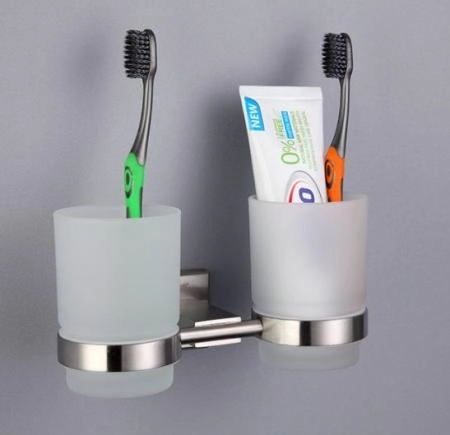 Двойной стакан для зубных щеток Gappo G1708 с держателем сатин