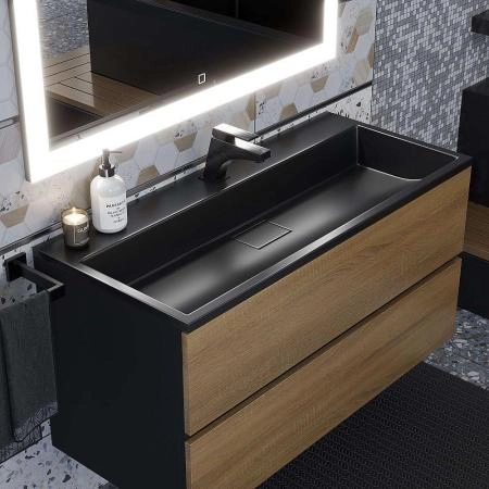Раковина Uperwood Barsa 100 см, прямоугольная, черная