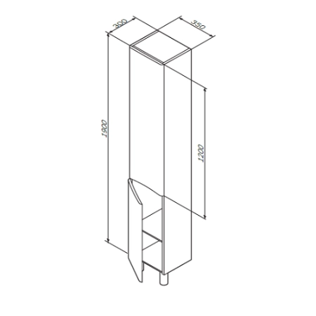 Шкаф колонна Am.Pm Like M80CSR0356WG 35 см напольный,цвет белый глянец,правый