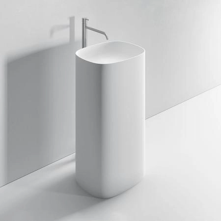 NOORTH milldue edition TUBE Раковина 48х38xh87 напольная из Ceramilux, слив в стену, без отв., без перелива, цвет: белый матовый