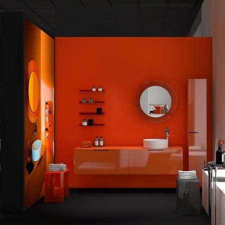 Laufen Kartell Зеркало круглое d=78см, настенное, без подсветки, цвет: оранжевый