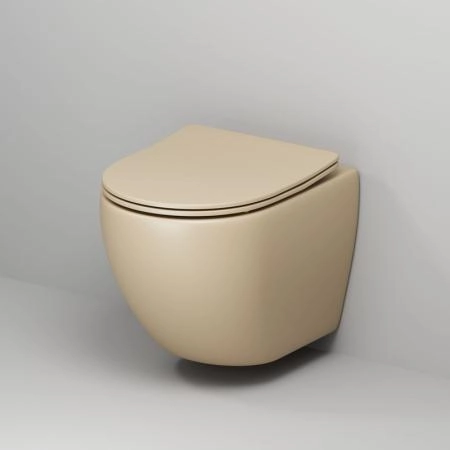 Унитаз Grossman GR-4455BEMS Color (485*360*375) БЕЖЕВЫЙ МАТОВЫЙ подвесной Безободковый с тонкой крышкой