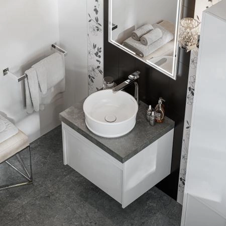 Тумба Kerama Marazzi MODULA МОДУЛА MOD.60.1+1\WHT подвесная 60 с ящиком 1+1, белая глянцевая