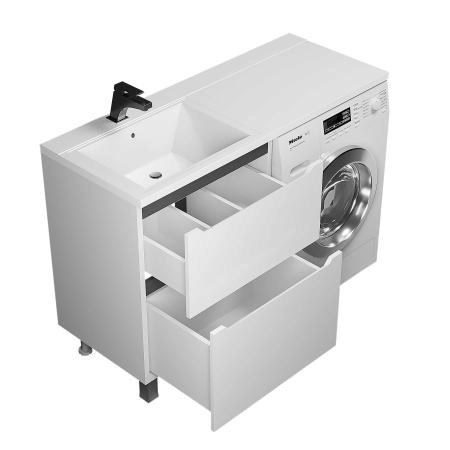 Тумба под стиральную машину Uperwood Tanos 60 см, напольная, белая/графит, 2 ящика