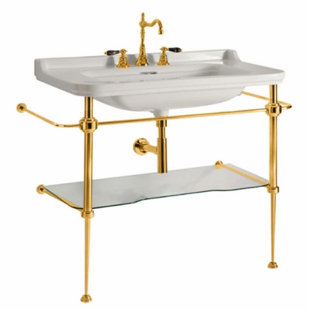 Kerasan Waldorf Консоль с раковиной 100х55см, на 1 отв, напольная, цвет: консоли: oro (золото)