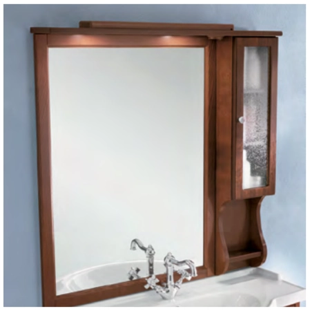 EBAN Singolo DX Зеркало 104x102 см, в раме со шкафчиком правым, цвет: noce