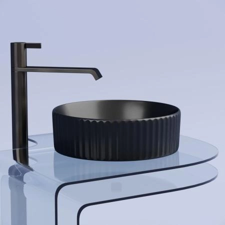 Умывальник чаша накладная круглая (цвет Черный Матовый) Element 360x360x115мм