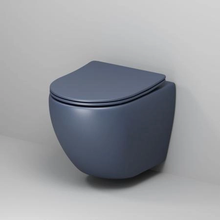 Унитаз Grossman GR-4455BLMS Color (485*360*375) СИНИЙ МАТОВЫЙ подвесной Безободковый с тонкой крышкой