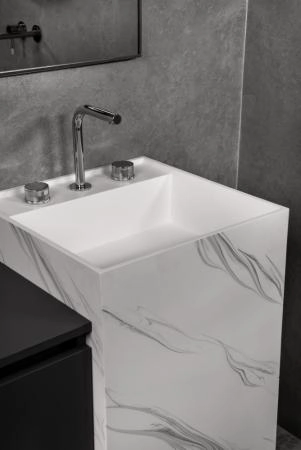 Раковина напольная Boheme Cube Corian 480*480*850 Calacatta 802-CLCT