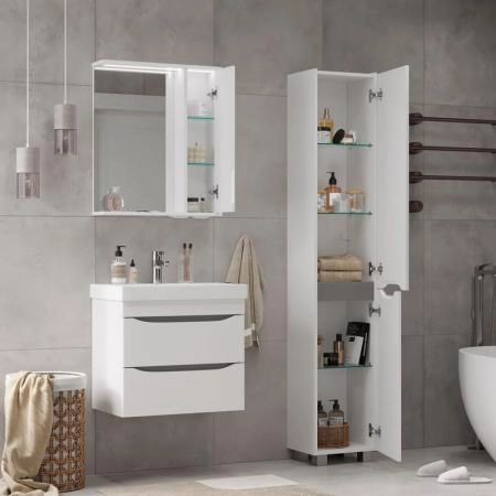 Зеркало-шкаф с LED подсветкой Volna Lake 60 правое (белый)