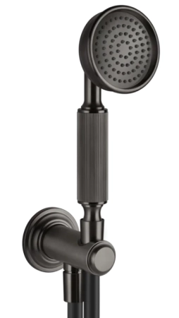 Gessi Venti20 ручной душ, шланговое подсоединение, держатель, шланг 1500 мм, лейка с защитой от известкового налёта, цвет Black Metal Brushed PVD