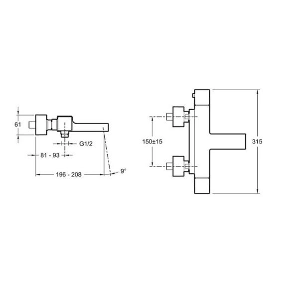 Смеситель Jacob Delafon STRAYT E9127-CP для ванны термостат хром