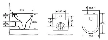 Унитаз подвесной Azario Teramo 515х360х360 безободковый (Торнадо) сиденье микролифт (AZ-0053-UQ)