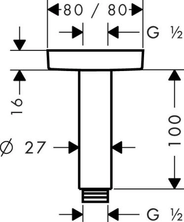 Hansgrohe Потолочное подсоединение E 100 27467000 хром