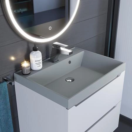 Раковина кварцевая Uperwood Classic Quartz 60 см, серая матовая, платина