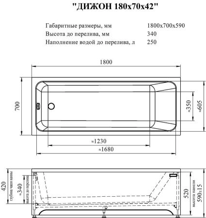 Акриловая ванна Radomir Дижон 2-01-0-0-1-262Р каркас разборный 150х70