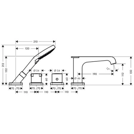 Термостат на борт ванны Axor Citterio E 36411000 хром,на 4 отверстия