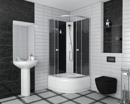 Душевая кабина Niagara Eco NG-7508-14BK (900х900х1950) высокий поддон(40см) стекло МОЗАИКА