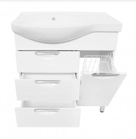 Тумба Style Line Жасмин 82 (3 ящ.) с корзиной, Коралл 82, правая