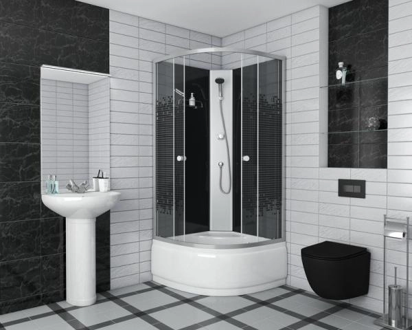 Душевая кабина Niagara Eco NG-7508-14BK (900х900х1950) высокий поддон(40см) стекло МОЗАИКА