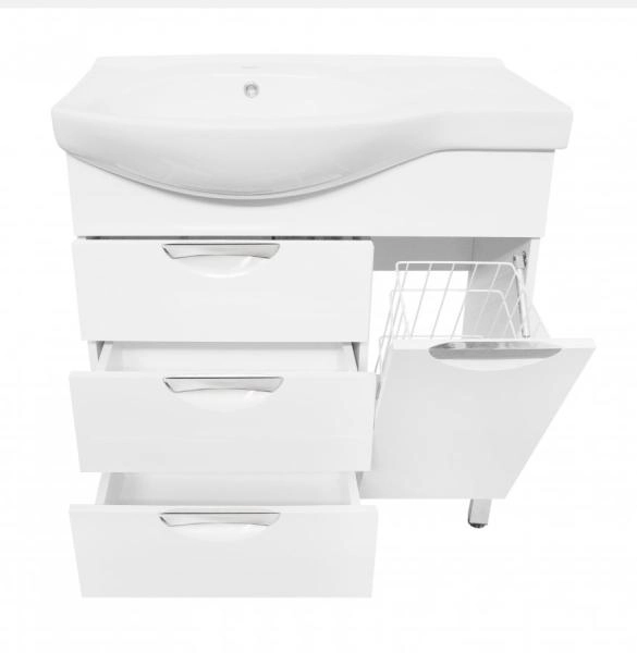 Тумба Style Line Жасмин 82 (3 ящ.) с корзиной, Коралл 82, правая