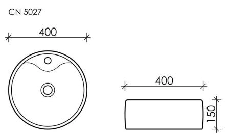Умывальник чаша накладная круглая Element 400x400x150мм