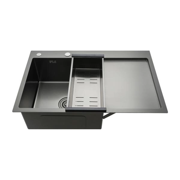 Кухонная мойка GAPPO GS7850-6L с коландером, графит