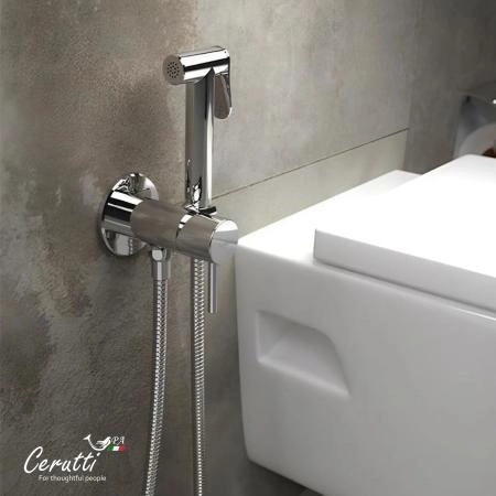 Смеситель с гигиеническим душем Ceruttispa Брайс SH (BRAIES SH) из латуни с шлангом 120 см, цвет хром