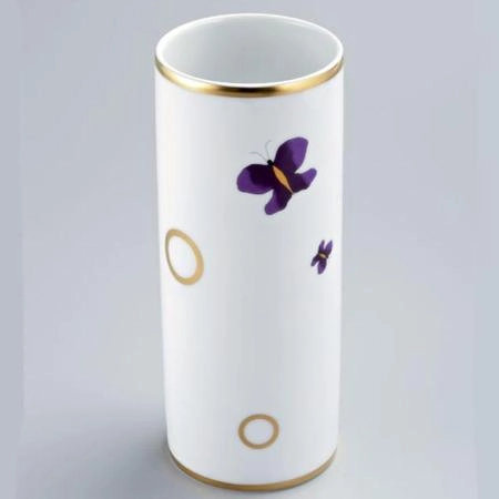 THG CAPUCINE MAUVE DECOR OR Ваза керамическая, настольная, декор золото/лиловый, цвет: белый