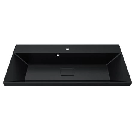 Раковина для ванной Uperwood Classic New 100х45х16,5 см, черная глянцевая, с накладкой для слива