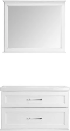 Тумба под раковину ASB-Woodline Венеция 100 Белый (патина серебро)